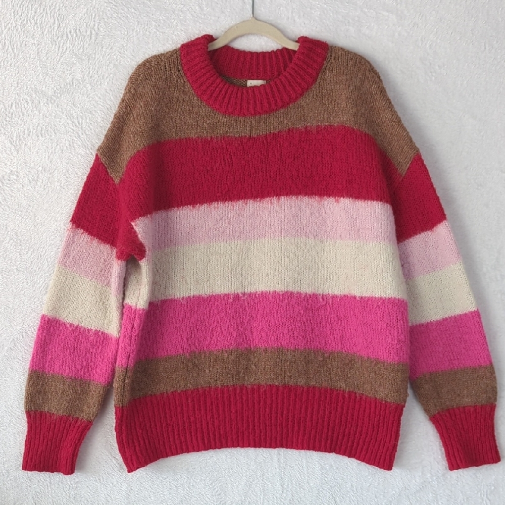 A New Day Women's Thick Knit Colorblock Striped Sweater Size XXL